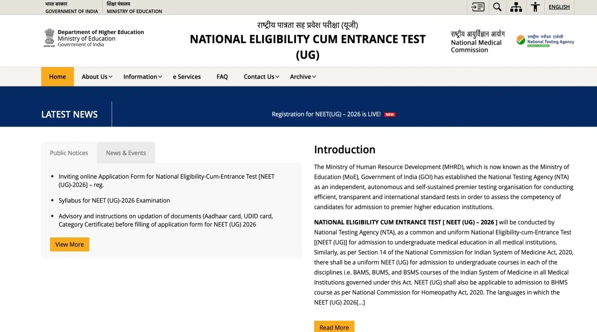 NEET 2026 Registration: Live Photo Mandatory, Apply by March 8