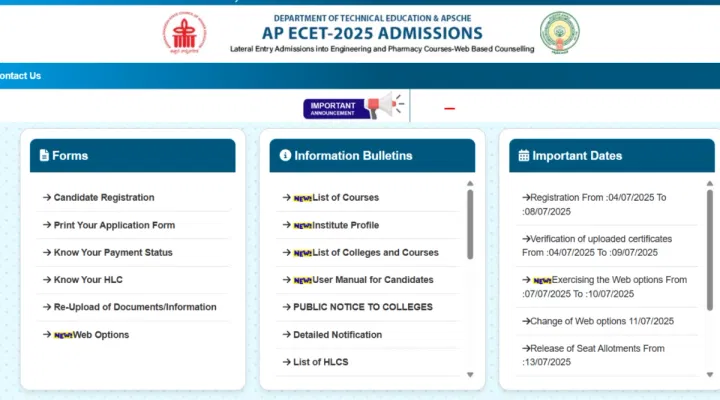 AP ECET Web Options Process 2025 Begins: Last Date, Instructions