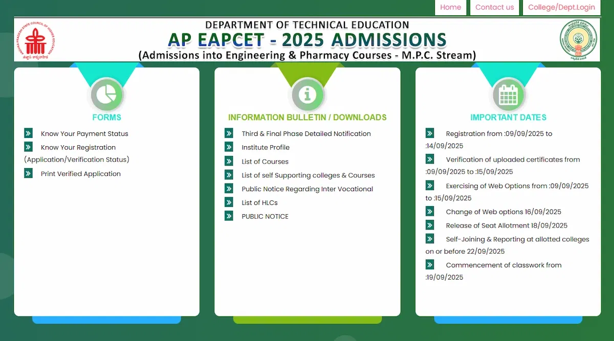AP EAMCET 2025 Seat Allotment Result Phase 3 LIVE Updates: Download Link Soon