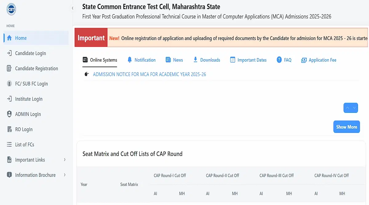 Maharashtra MCA CAP Counselling 2025 Begins: Important Dates