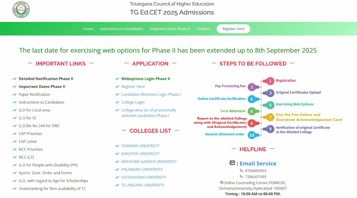 TG EDCET Phase 2 Seat Allotment 2025 LIVE: College Wise Allotment Link Soon