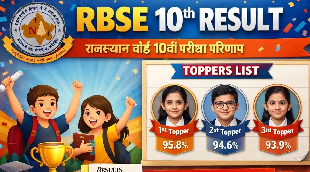 RBSE Rajasthan 10th Toppers List 2026 LIVE Updates: Result Link at 1 PM, Pass Percentage