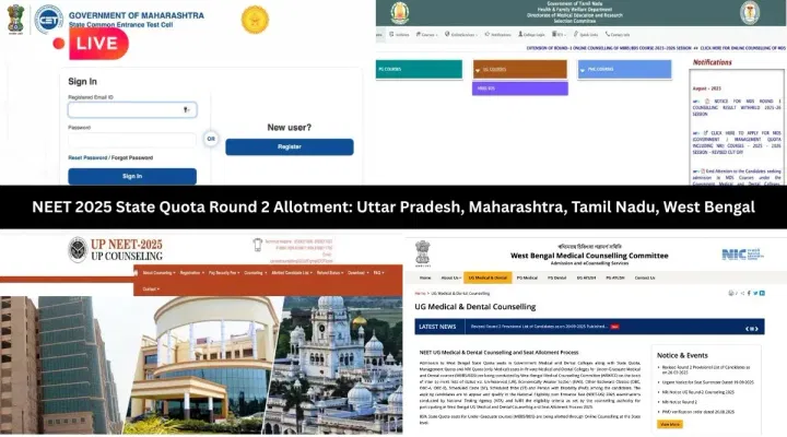 NEET 2025 State Quota Round 2 Allotment LIVE: Uttar Pradesh, Maharashtra, Tamil Nadu, West Bengal