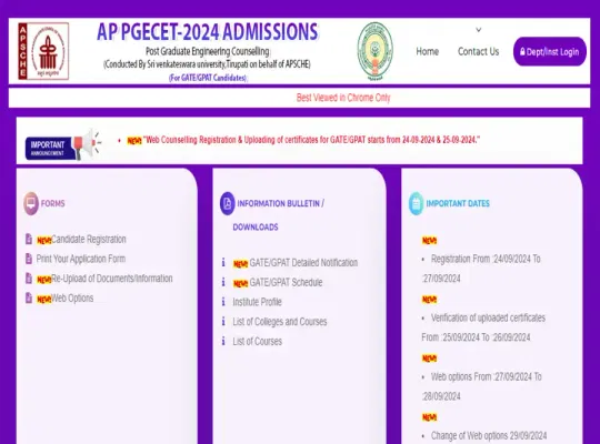 AP PGECET Phase 2 GATE/GPAT Web Option 2024 Last Date Today: Direct Link, Instructions
