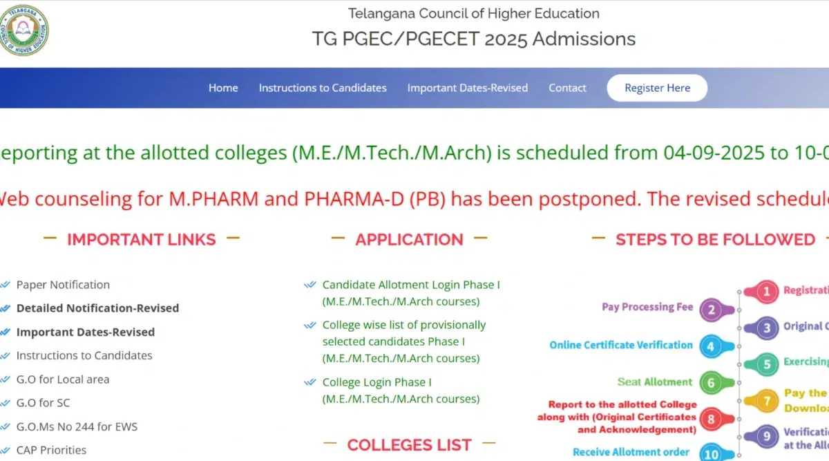 TS PGECET Seat Allotment 2025 for Phase 1 (Released)
