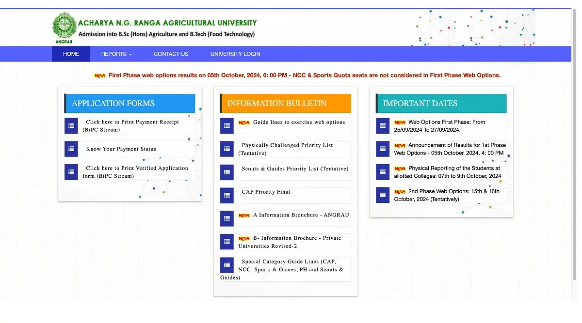 ANGRAU AP BSc Agriculture 1st Phase Seat Allotment 2024 (Out Today): Direct Link, Instructions