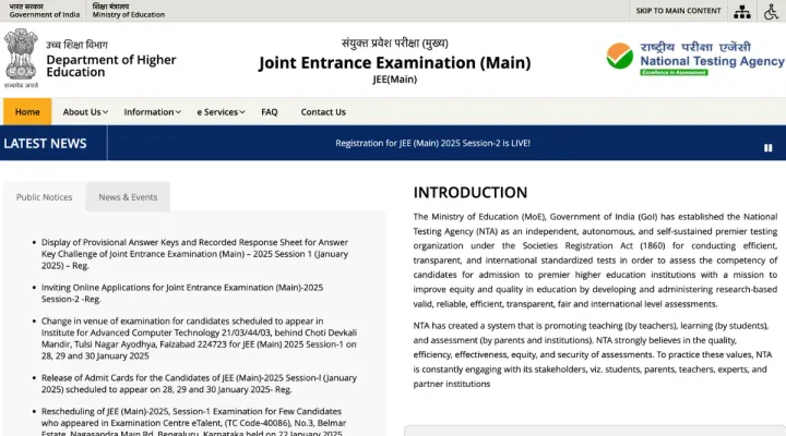 JEE Main Session 2 Registration 2025 Begins: Registration Link, Instructions