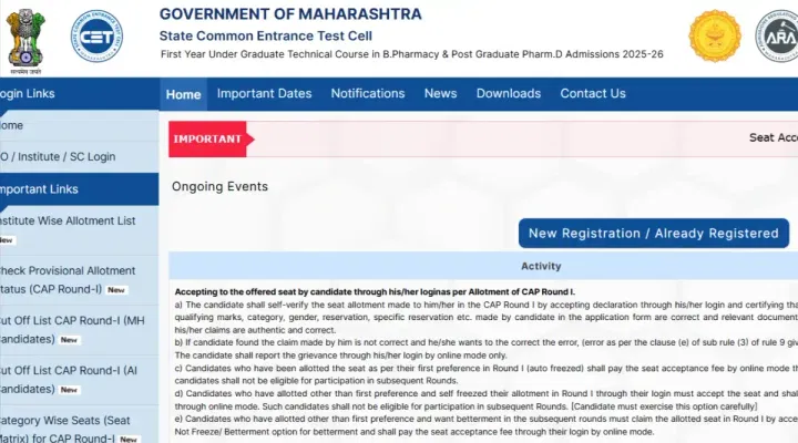 Maharashtra B.Pharmacy Round 2 Vacant Seat Matrix 2025 Released