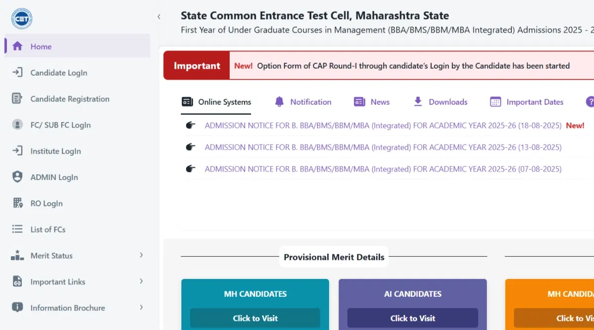 Maharashtra BBA Round 1 Allotment Result 2025 Download Link (Activated)