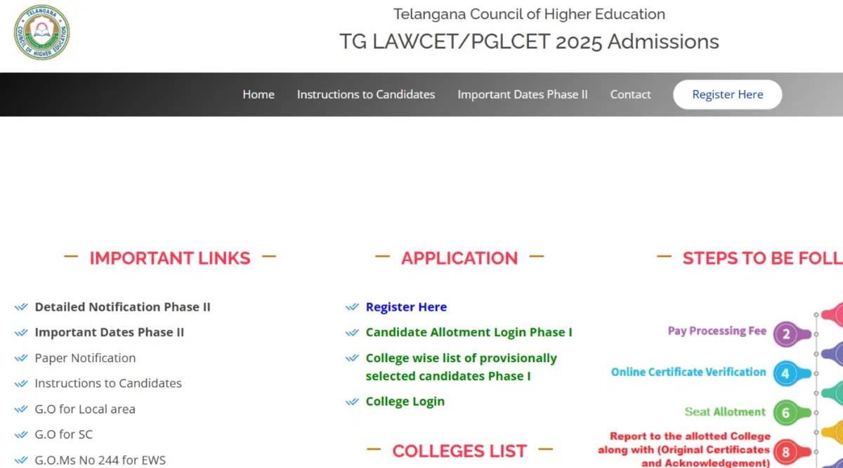 TG LAWCET Phase 2 Web Options 2025 (Begins): Direct Link, Instructions