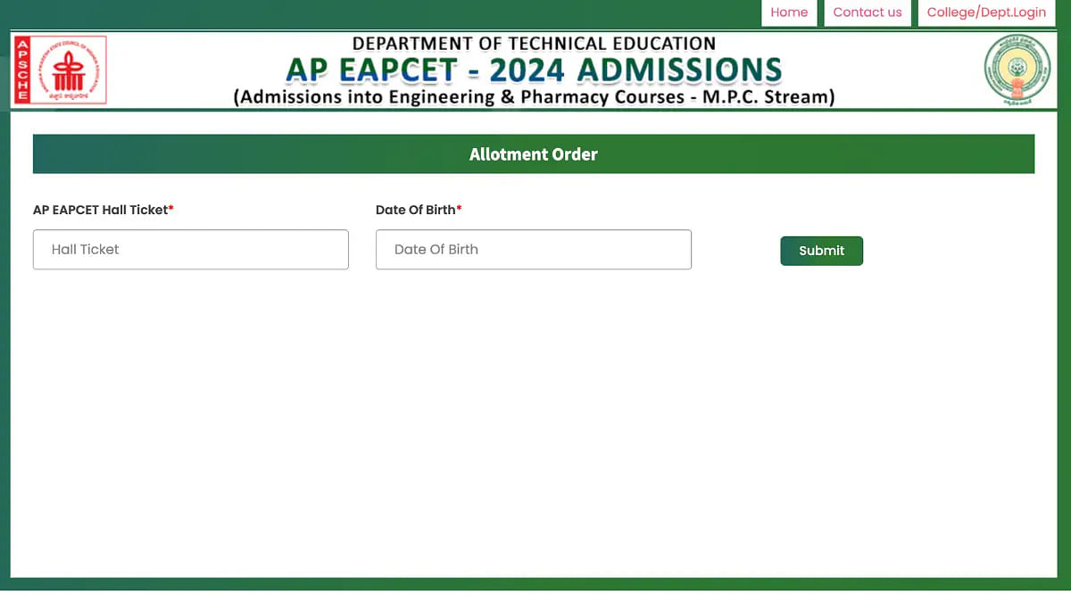 AP EAMCET Allotment Order 2024 PDF Download