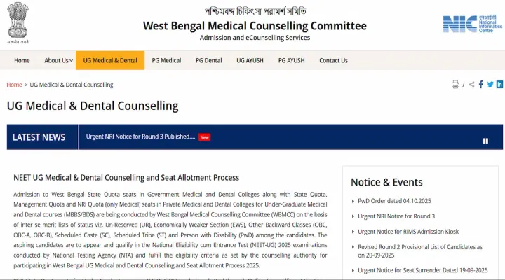 WB NEET UG Round 3 Counselling Registration 2025 Begins: Direct Link, Instructions