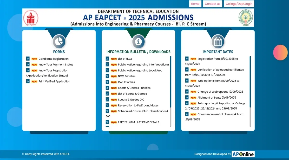 AP EAMCET BiPC Counselling Registration 2025 Begins at eapcet-sche.aptonline.in