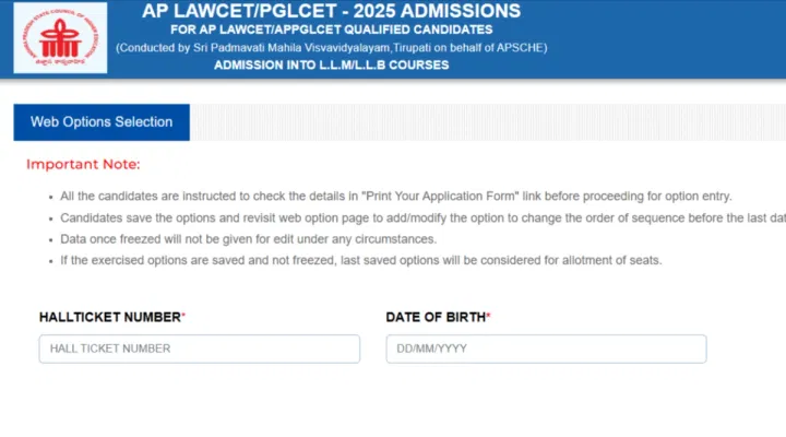 AP LAWCET Phase 1 Web Option Date 2025 Extended: Check Revised Date