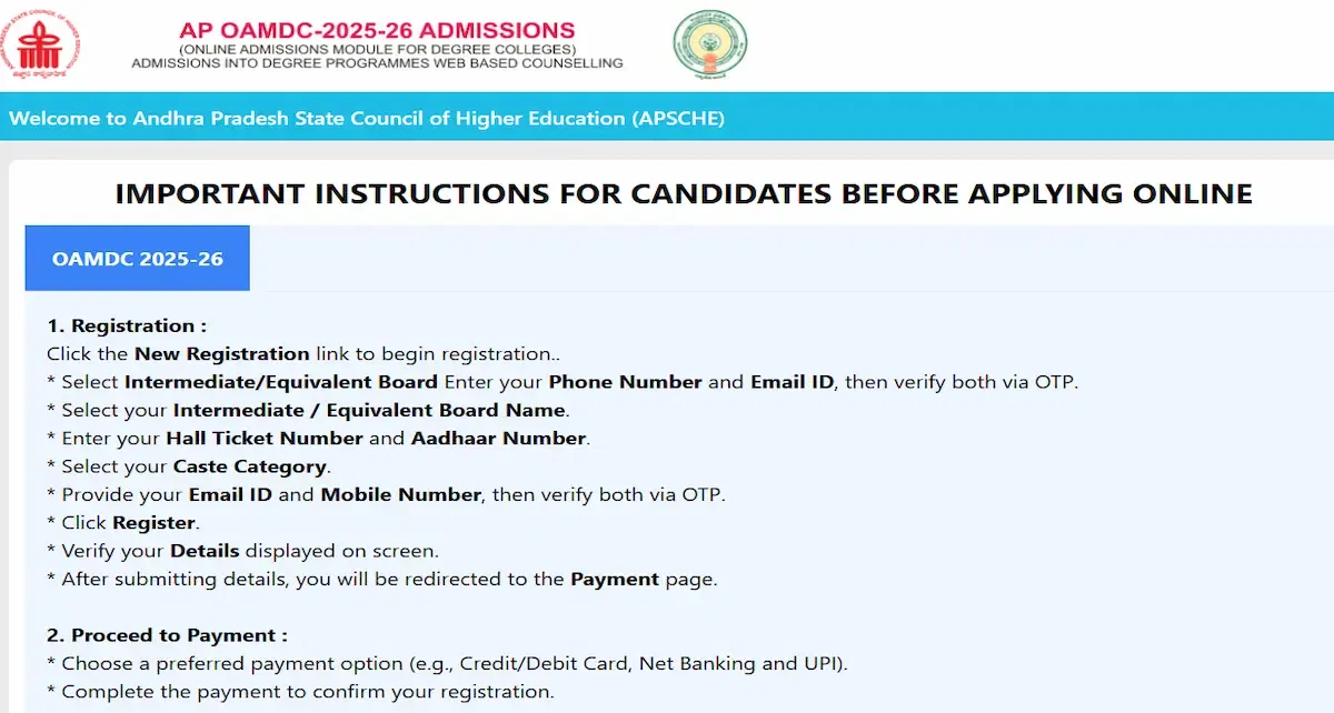 AP OAMDC 2025 Counselling Registration Phase 1 Closes Today on August 26 