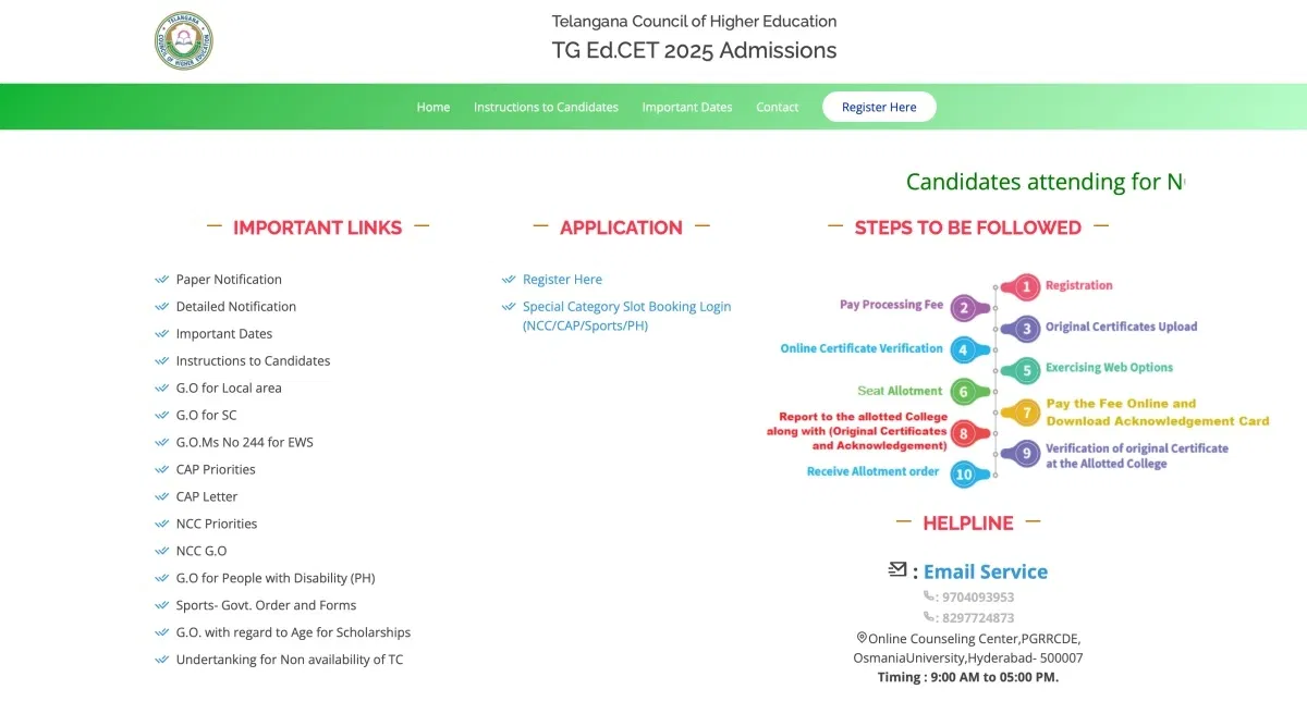 TG EDCET Phase 1 College Wise Allotment 2025 (Releasing Today)