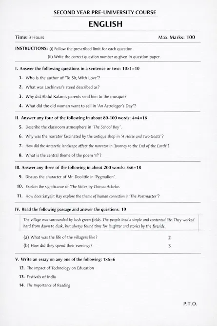 2nd PUC English 2026: 10 'Fixed' Questions You Can't Afford to Skip