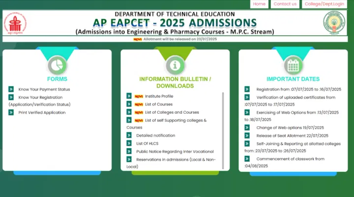 eapcet-sche.aptonline.in AP EAMCET Seat Allotment Order 2025 Download Link (Activated)