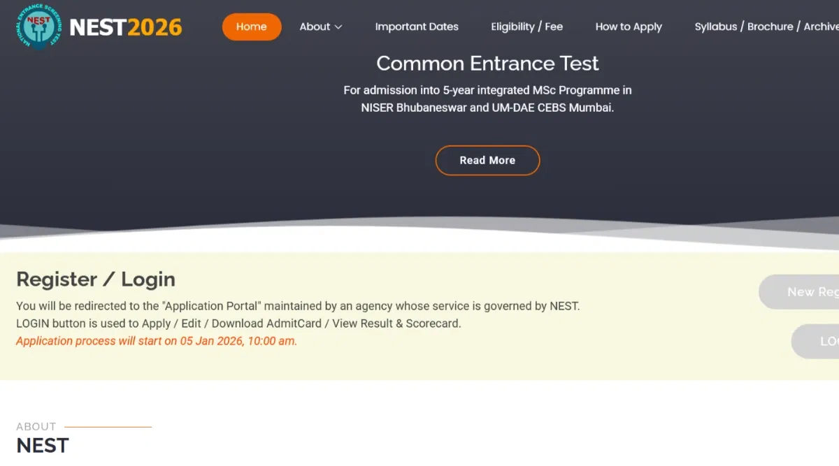 NEST 2026 Application Form to Open Today: Check detailed eligibility criteria
