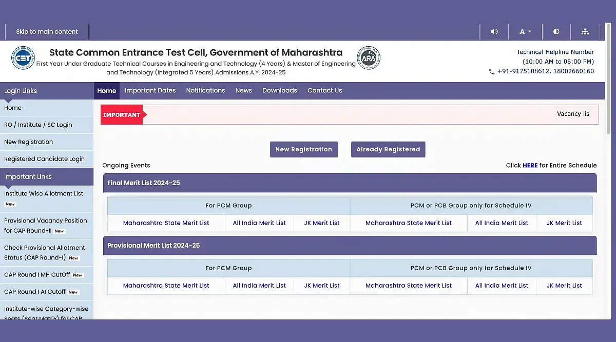 MHT CET CAP Round 2 Seat Allotment Result 2024 Download Link