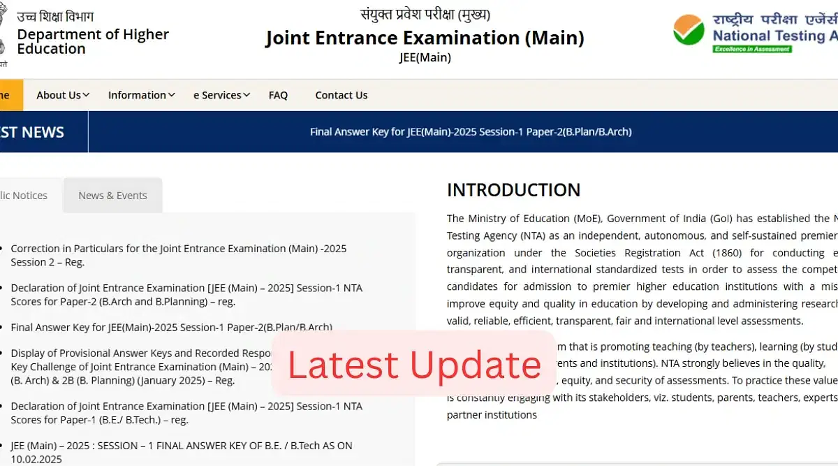 JEE Main Session 2 Application Form Correction 2025 Dates (Released)