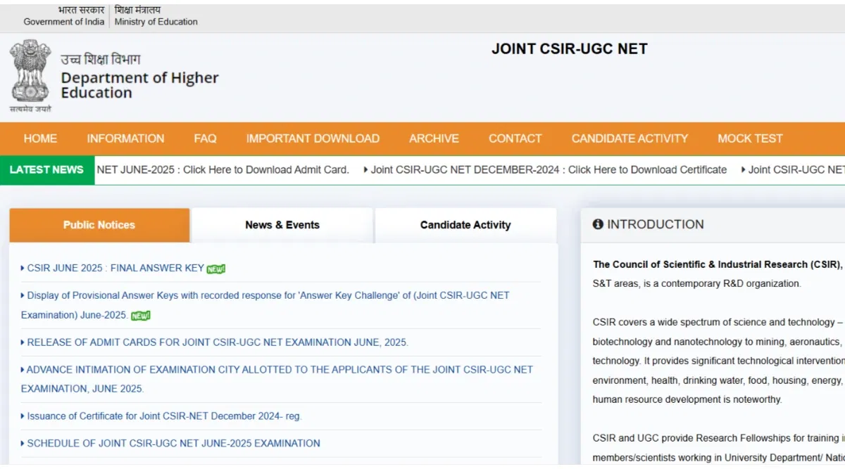 CSIR NET June Final Answer Key 2025 (Released)