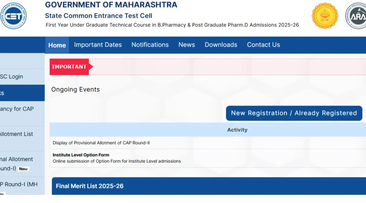 Maharashtra B.Pharmacy Round 2 Seat Allotment 2025 Download Link Activated