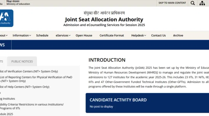 JoSAA State-wise list of Verification Centers 2025 (Released): Check PDF Link Here