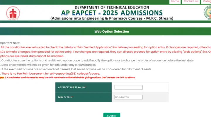 AP EAMCET Phase 3 Web Option 2025 Released: Check Last Date, Instructions