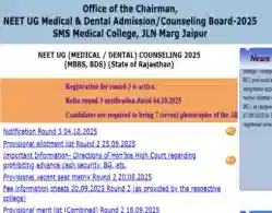 Rajasthan NEET UG Round 3 Registration 2025 Ongoing: Direct Link, Instructions