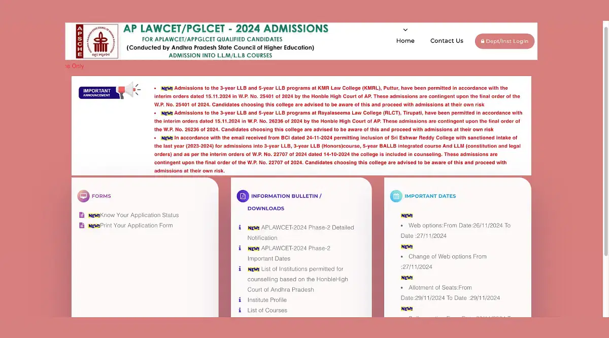 AP LAWCET Phase 2 Seat Allotment 2024 (Today): Direct Link, Instructions