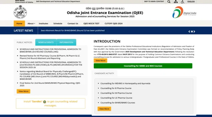 OJEE NEET UG Round 3 Seat Allotment 2025 Today: Check Release Date and Time