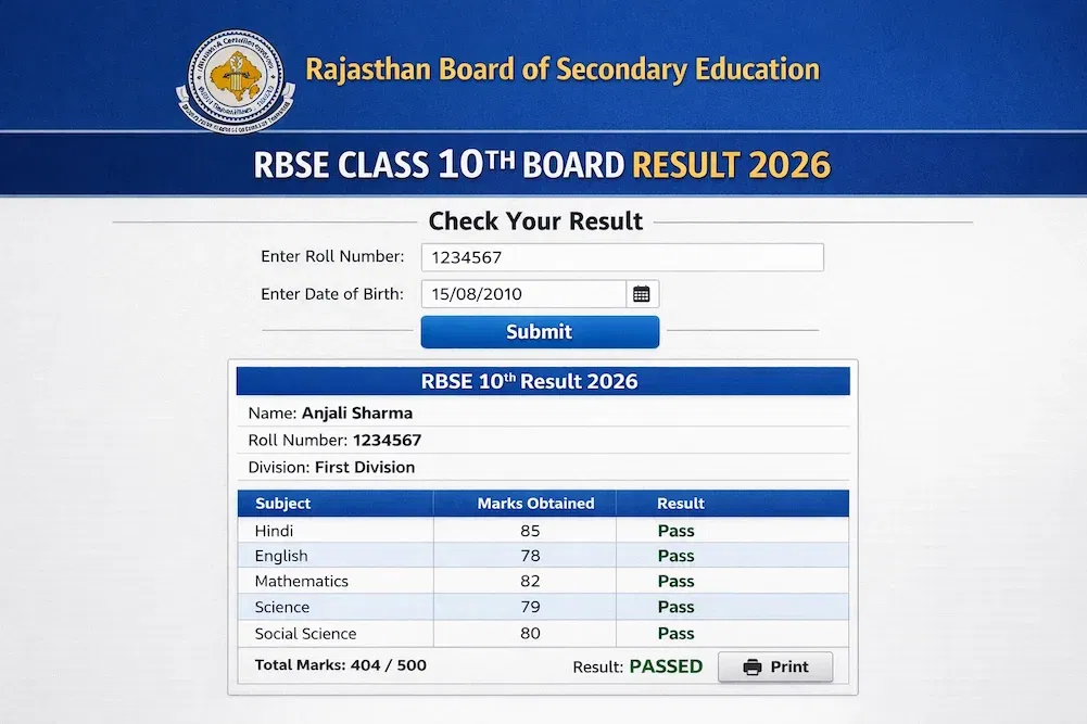 RBSE 10th Board Result 2026 Download Link Activated