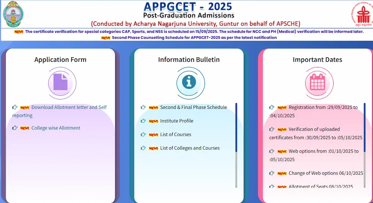 APPGCET Phase 2 Counselling Dates 2025 Released
