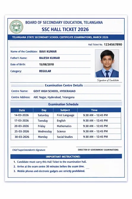 TG SSC Hall Ticket 2026 OUT LIVE Updates: BSE Telangana Activated Admit Card Link