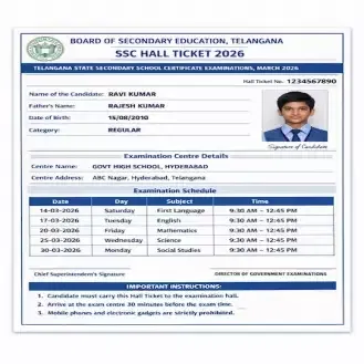 TG SSC Hall Ticket 2026 OUT LIVE Updates: BSE Telangana Activated Admit Card Link
