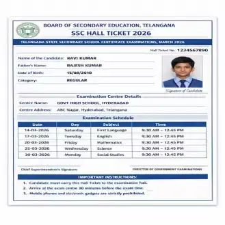 TG SSC Hall Ticket 2026 OUT LIVE Updates: BSE Telangana Activated Admit Card Link