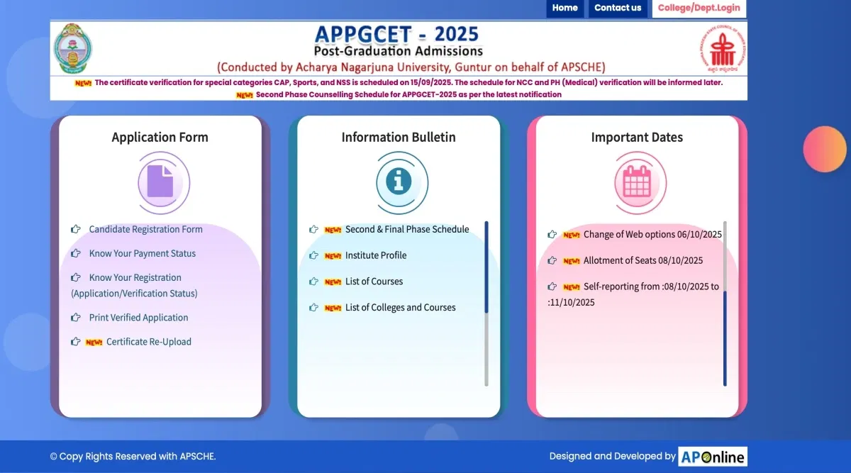 APPGCET Phase 2 Web Option 2025 Begins: Direct Link, Instructions