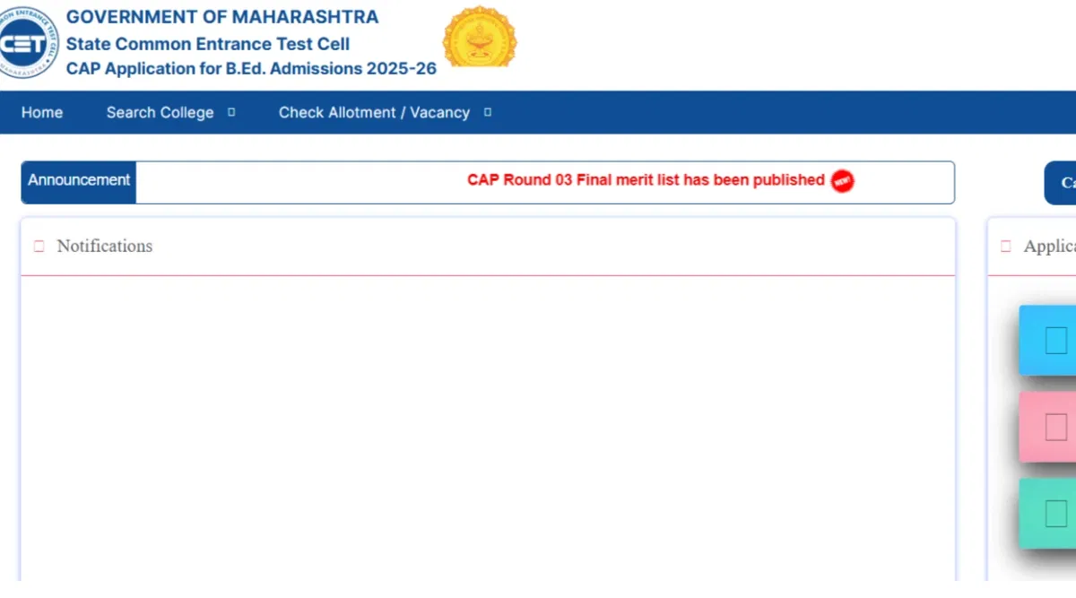 MAH BEd Round 3 Merit List 2025 Download Link (Activated)