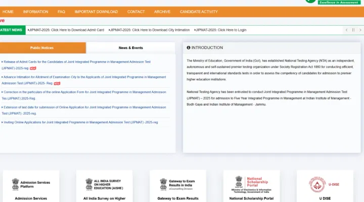 JIPMAT 2025 Admit Card Download Link (Activated)