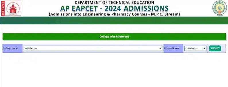 AP EAMCET College Wise Allotment 2024 Download Link