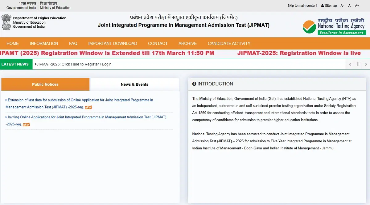 JIPMAT 2025 Registration Extended: Revised Date, Application Link