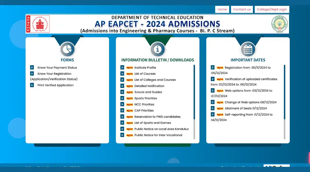 AP EAMCET BiPC Seat Allotment 2024 Release Time