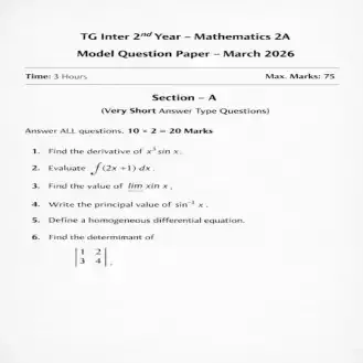 TG Inter 2nd Year Maths 2A: Must-Do 7 Marks Topics for 4 March 2026 Exam, Practice Question Paper