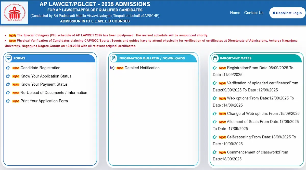 AP LAWCET Web Options Last Date 2025 Today on September 14