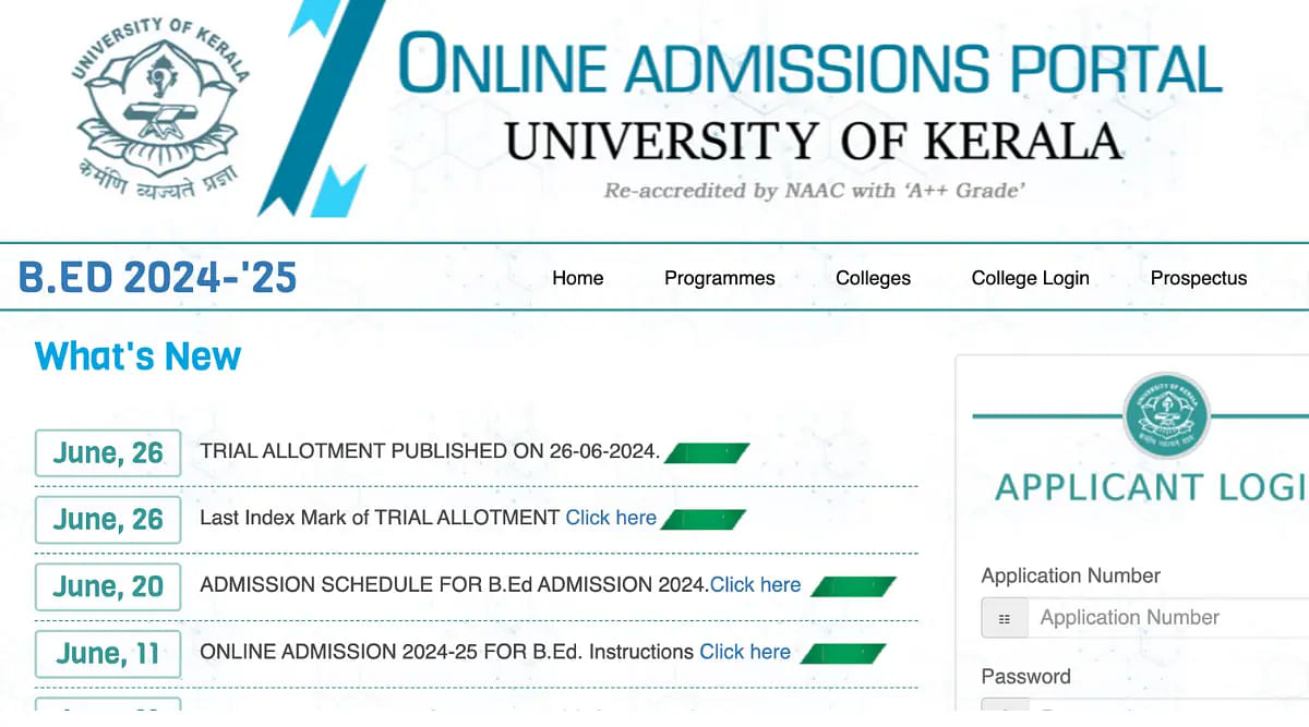 Kerala University B.Ed Trial Allotment 2024 Download Link Activated