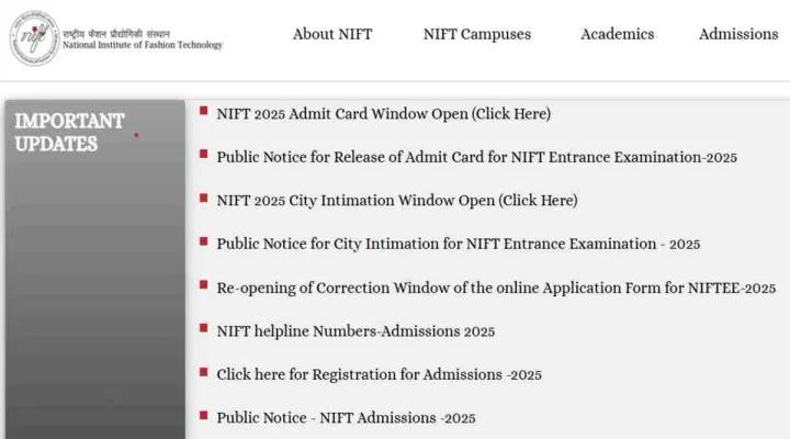 NIFT Admit Card 2025 Download Link Activated