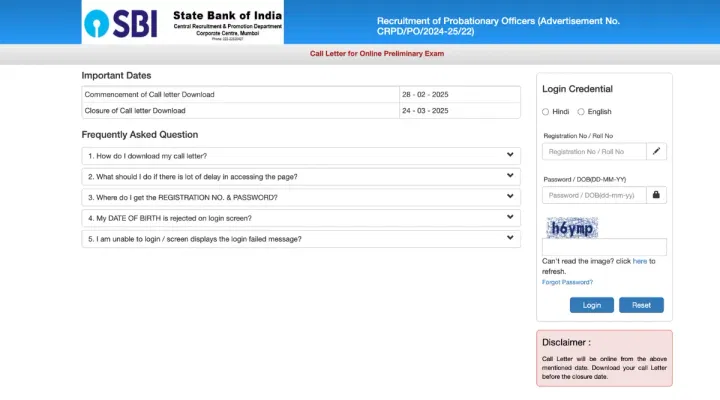 SBI PO Prelims Admit Card 2025 Download Link Activated