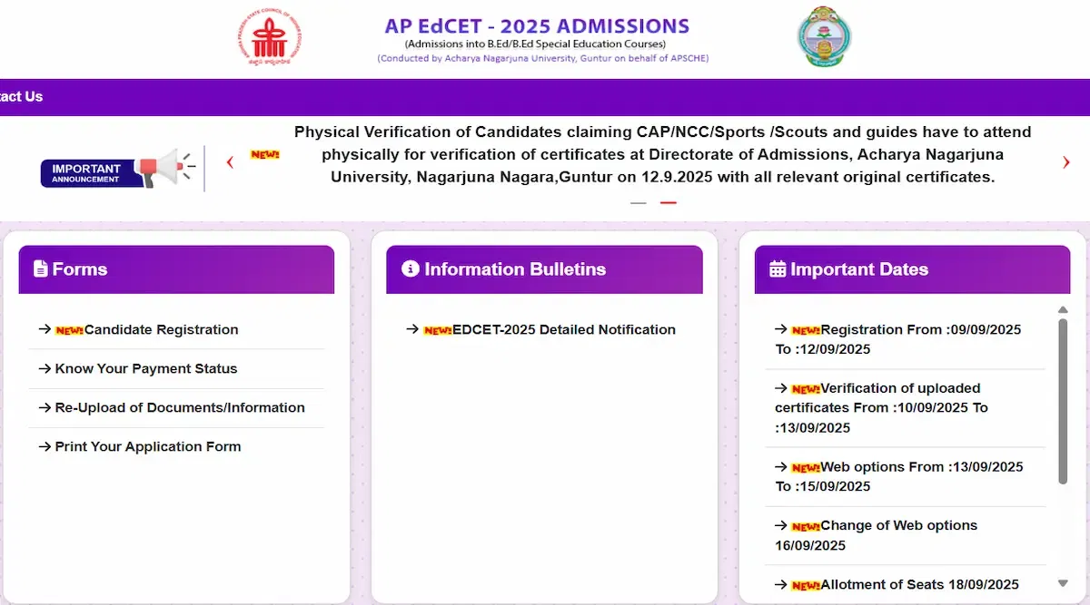 AP EDCET Counselling Registration 2025 Last Date Today on September 12
