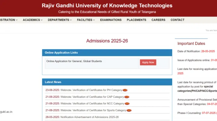 RGUKT Basar Selection Merit List 2025 Download Link (Activated)